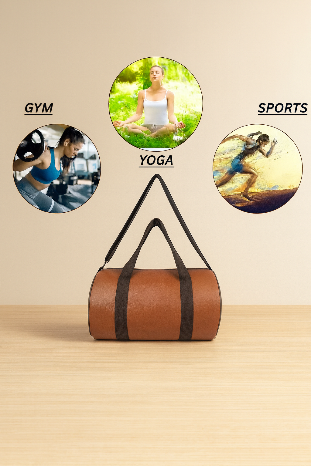 Multipurpose Leatherette Gym, Yoga, Sports & Travel Duffel Bag – 17 Inch, Waterproof & Durable