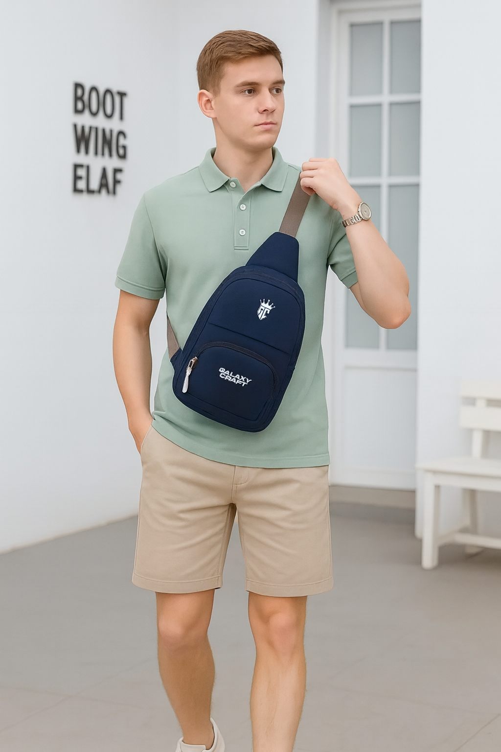 Galaxy Craft Crossbody Sling Bag for Men & Women | Stylish Casual Shoulder Bag | Travel, College & Outdoor Use (Navy Blue)