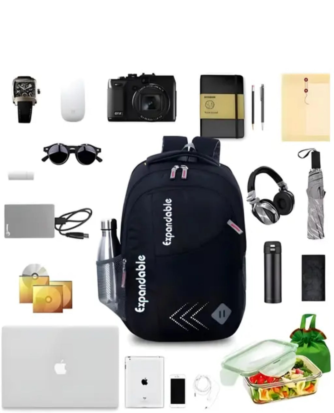 Expandable Waterproof Backpack with Bottle Holder – 35L Casual, School & College Bag for men  women boys& girl office
