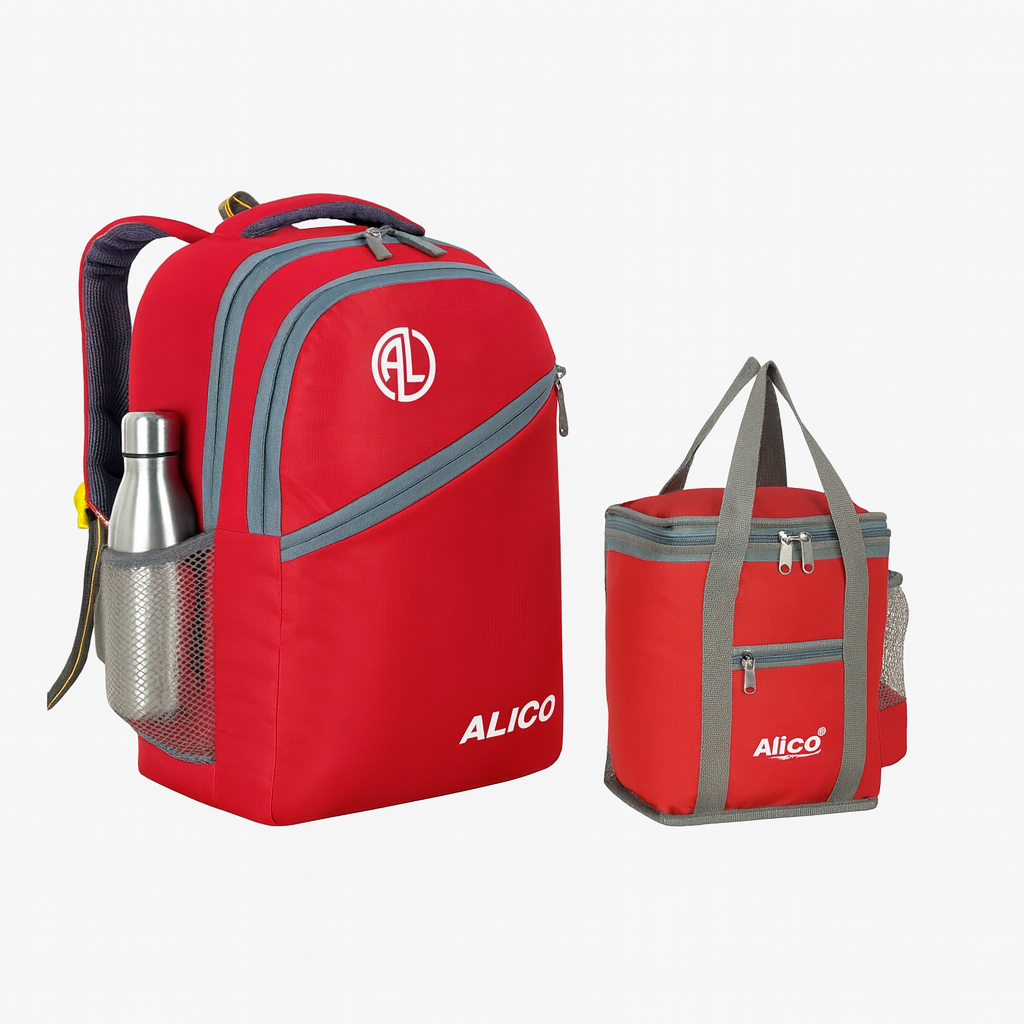 ALICO Red Backpack with Matching Lunch Bag – Durable, Stylish & Spacious