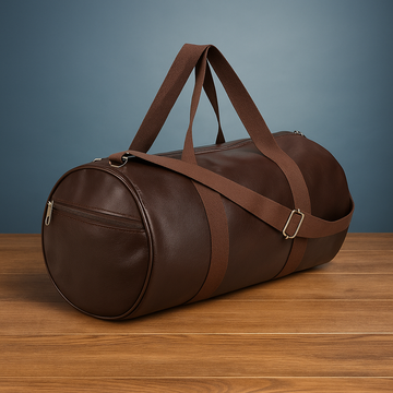 Premium Leatherette Gym & Travel Duffel Bag – Brown | Waterproof, Lightweight & Durable