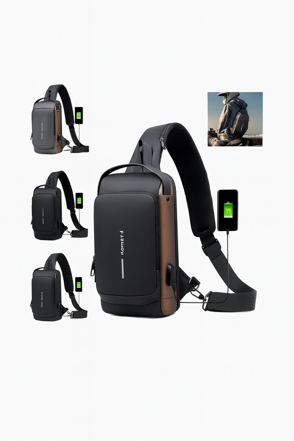 Trendy Anti-Theft Sling Bag with USB Charging Port – Waterproof Crossbody Backpack for Men & Women