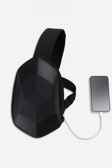 Anti-Theft Geometric Sling Bag with USB Charging Port – Stylish & Durable Crossbody Backpack
