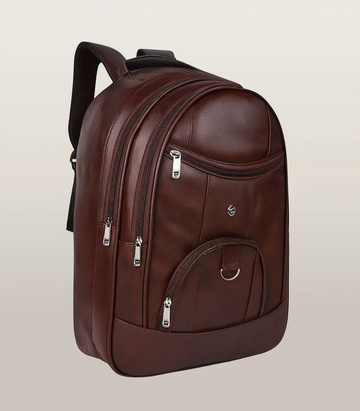 Premium Leather Finish Laptop Backpack – Brown