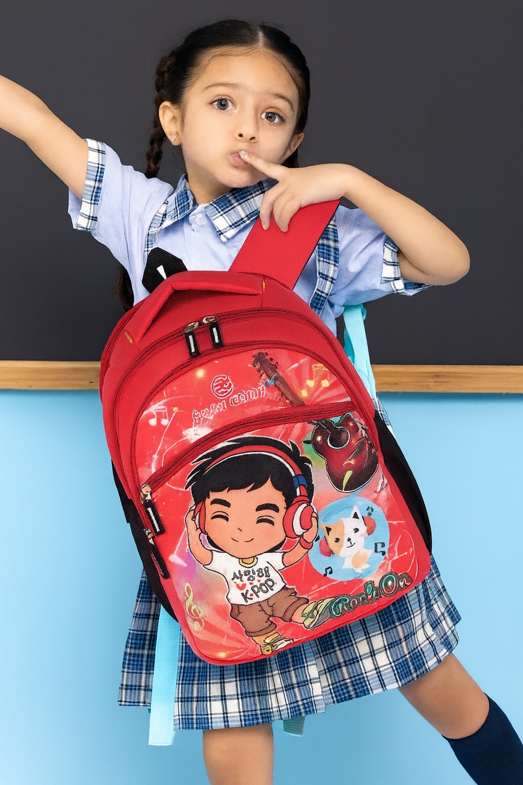Kids School Backpack with Cartoon Print | Free Pencil Pouch | Durable & Stylish School Bag for Boys & Girls