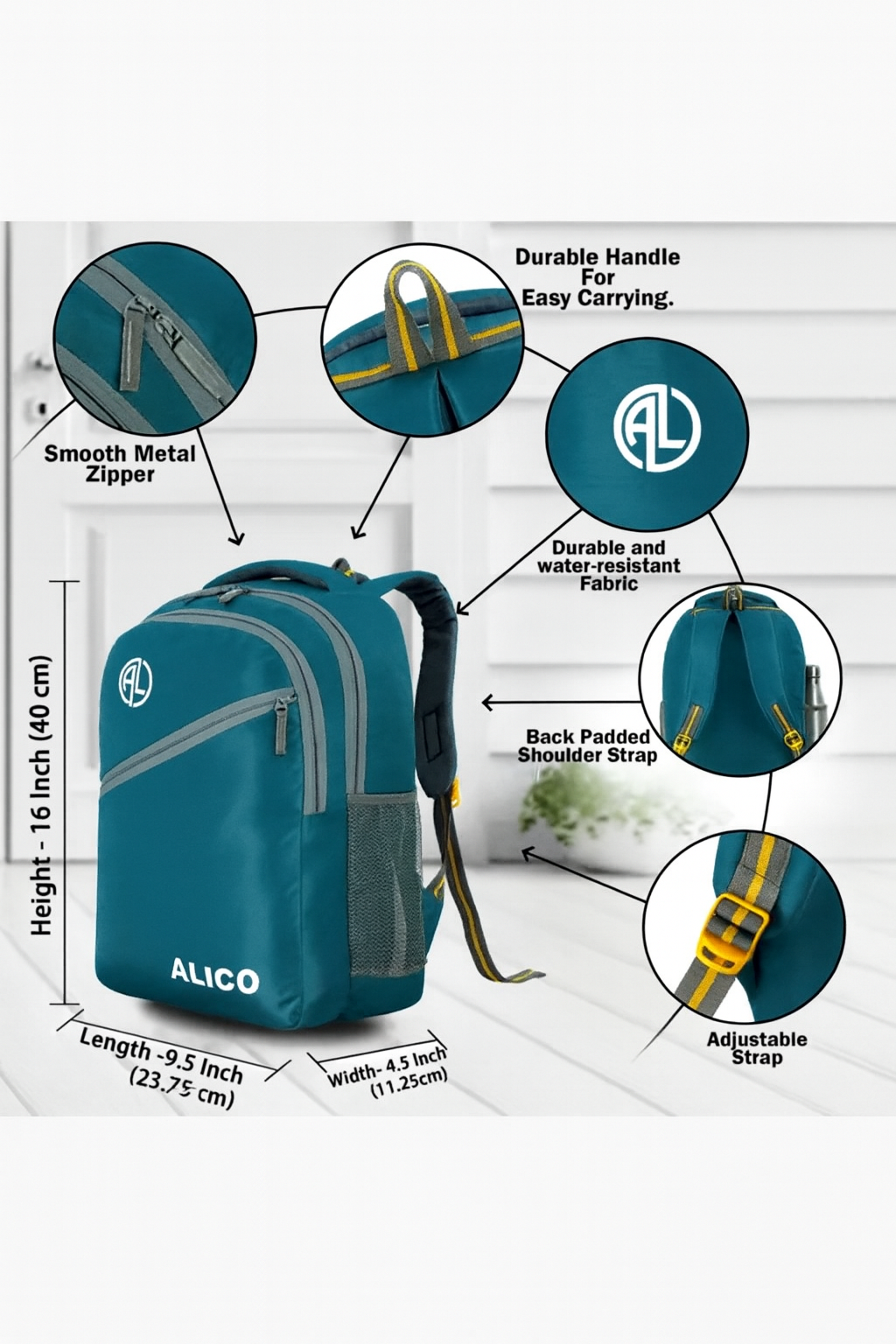ALICO Teal Backpack with Matching Lunch Bag – Durable, Stylish & Spacious Combo