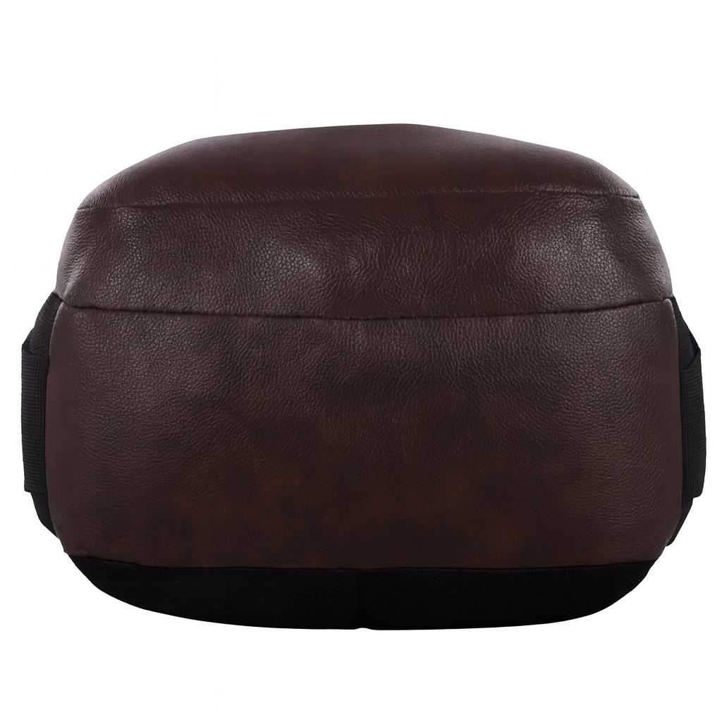 Stylish Brown Leather Backpack with Bottle Holder – Durable & Spacious