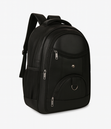 Premium Black Leather Finish Backpack – Stylish & Durable